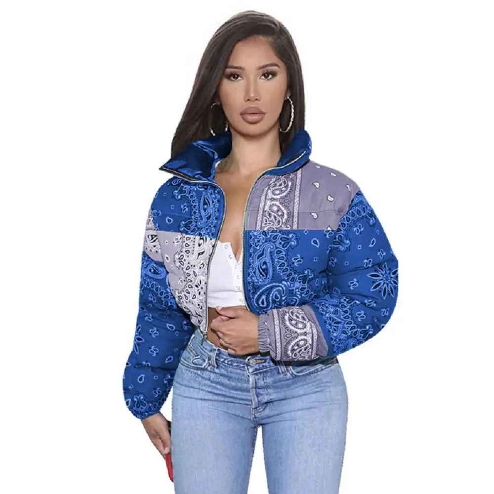 Plume Winter Parkas Coats Long Sleeve Zippers Down Coat Women Outfit Warm Padded Puffer Coat Bubble bandana jacket