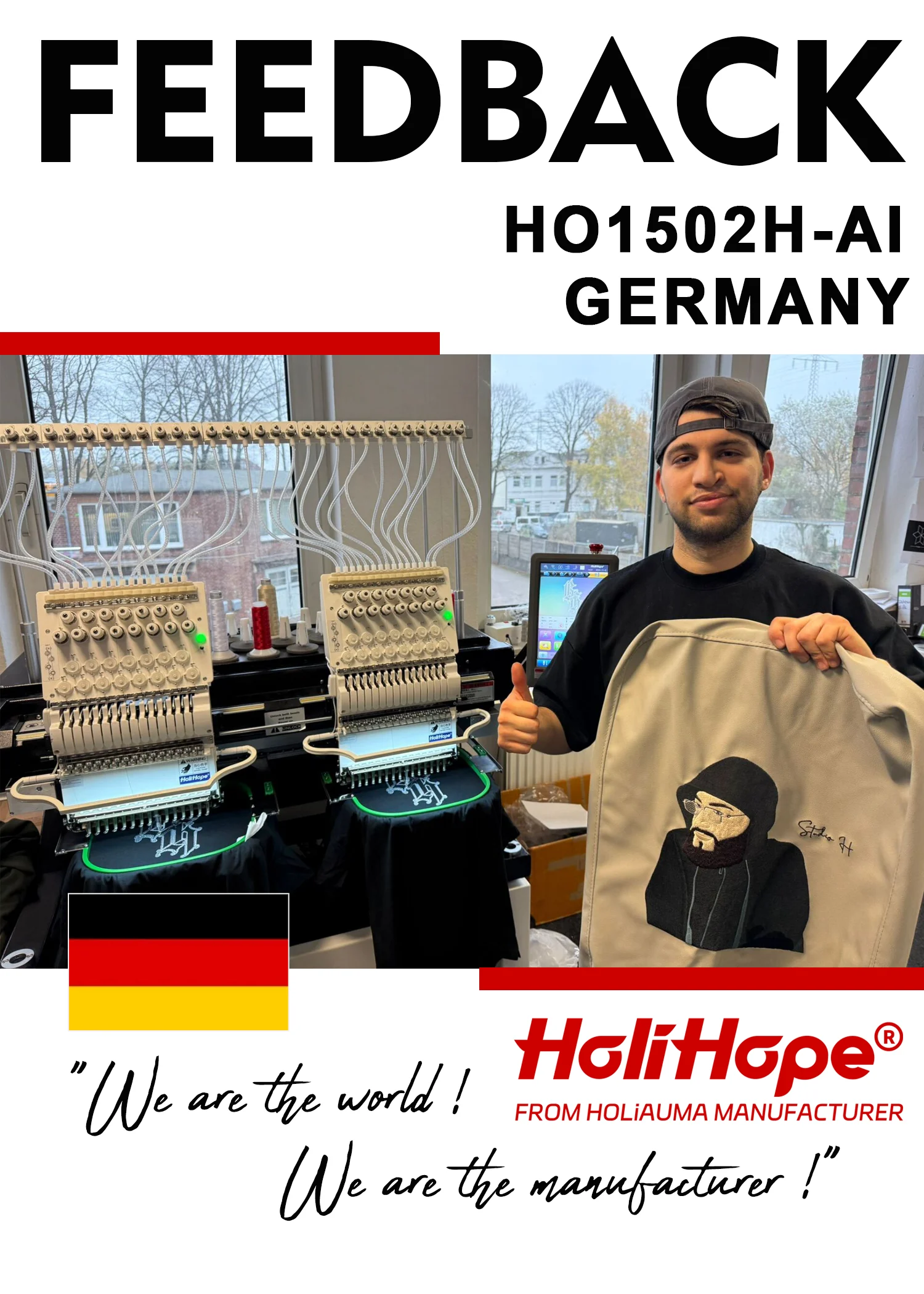 10 YEARS WARRANTY HOLIHOPE HOLIAUMA programmable embroidery machine 2 head tshirt cap embroidery machines like Tajima