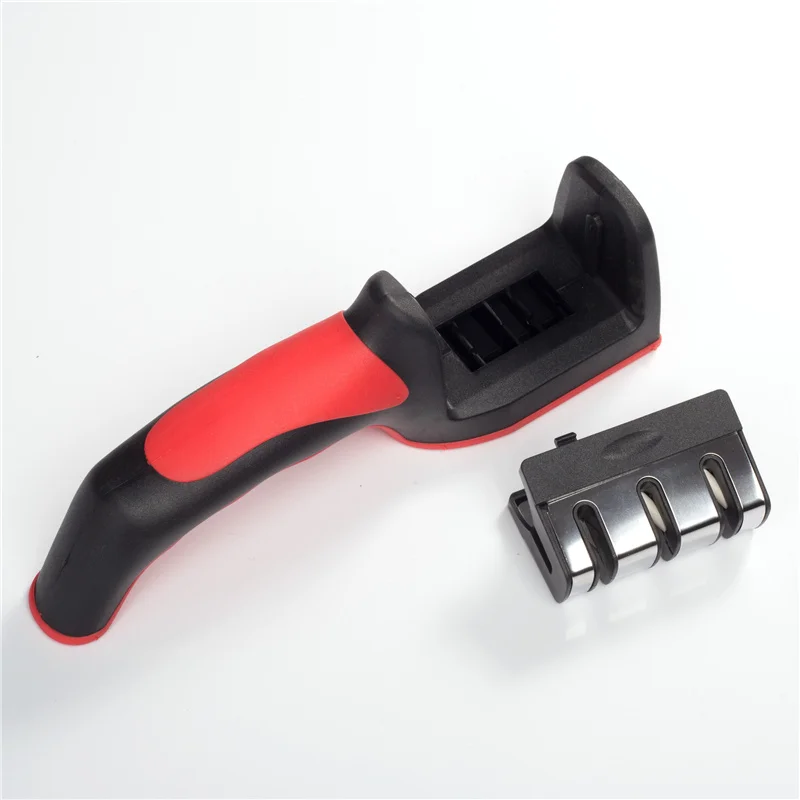 Manual Quick Kitchen Knife Sharpener Professional 3 stages Sharpening Stone With Non slip Rubber