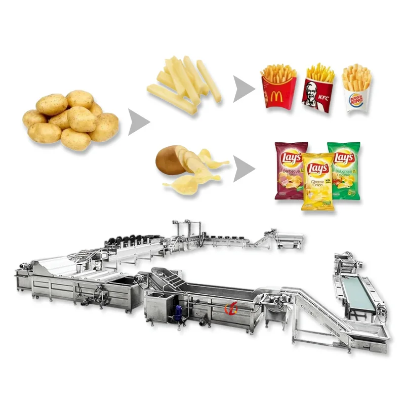 2024 Qiangda frozen french fries production line potato chip line french fries processing equipment