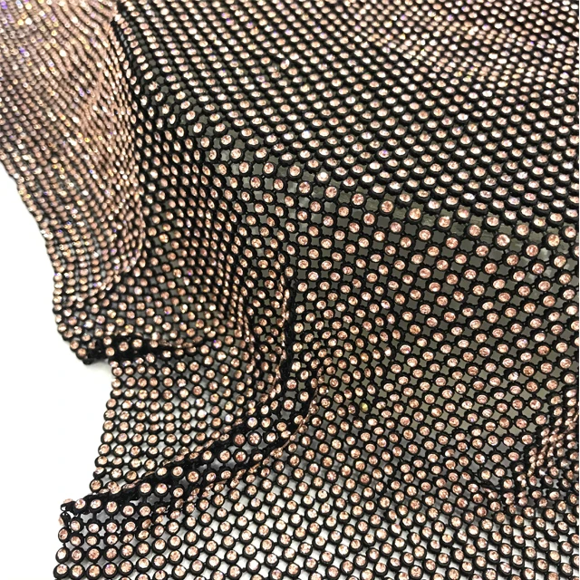 me024 Popular shining 3mm aluminum mesh trim strass rhinestone mesh without glue for dress and shoe