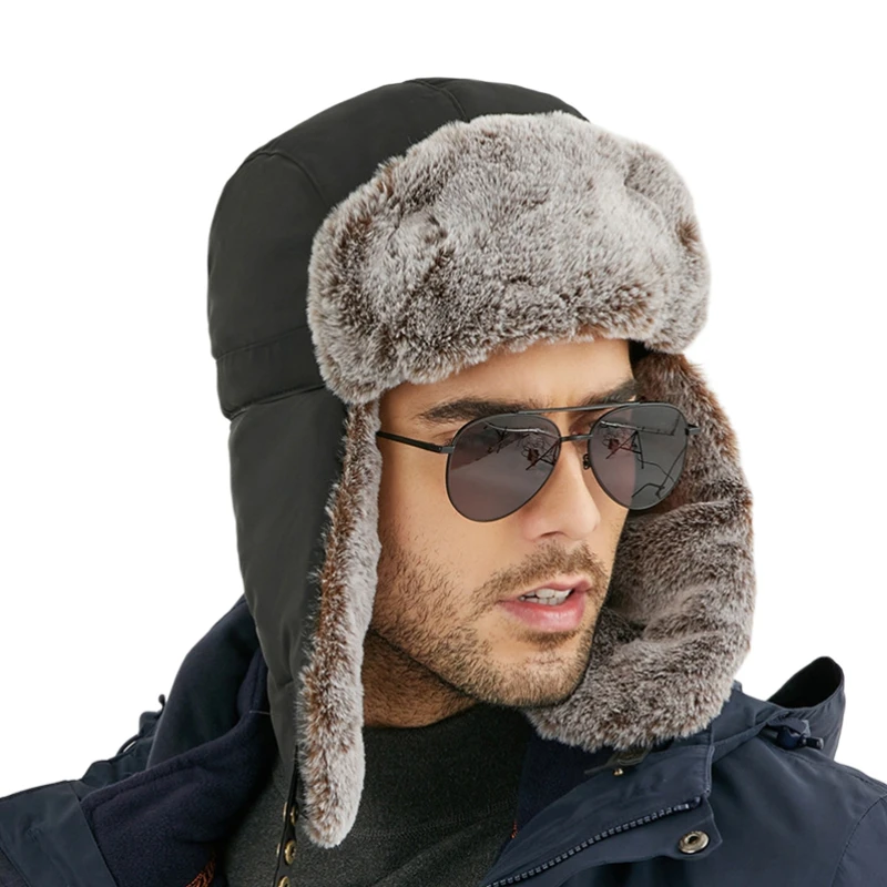 FF670 Мужская ушанка-ушанка Русская Шапка теплая шапка с меховой подкладкой для езды на велосипеде и лыжах зимняя шапка-Авиатор Охотник