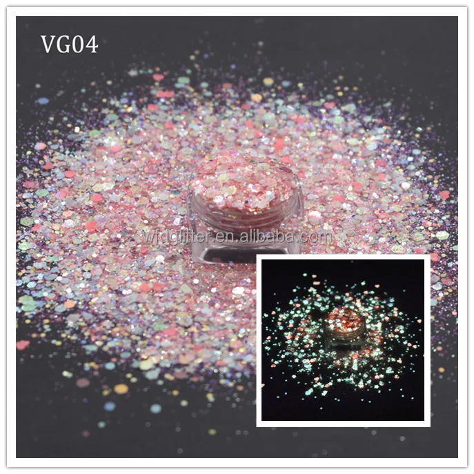 2022 New luminous chunky glitter glow in dark Nail Flakes Glitter birthday decoration