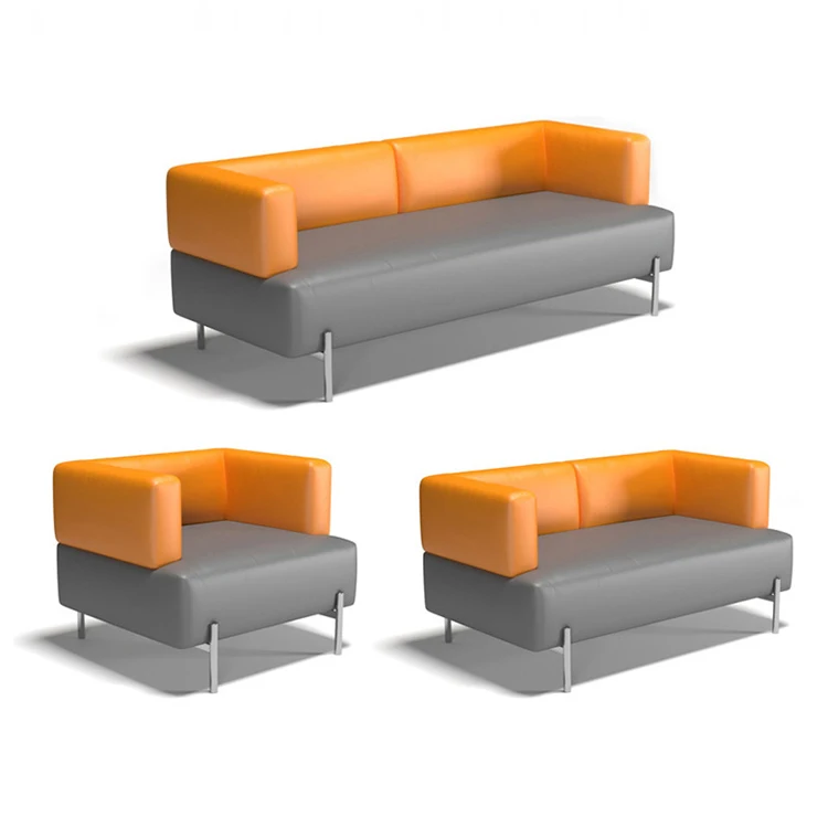 New Modern Design Style Steel Frame Sofa Set Designs Small Leisure Waiting Leather Office Sofa