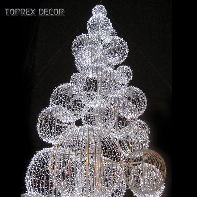 outdoor 10m iron frame wire led lighted party christmas ball bauble tree with fairy string light