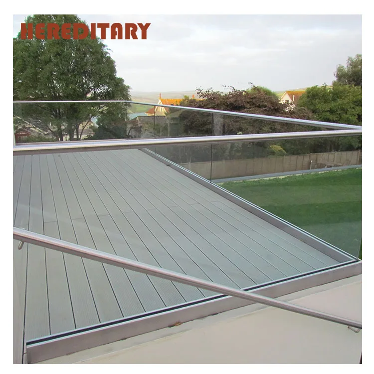 Tempered glass deck railing glass door for balcony frameless glass railing system