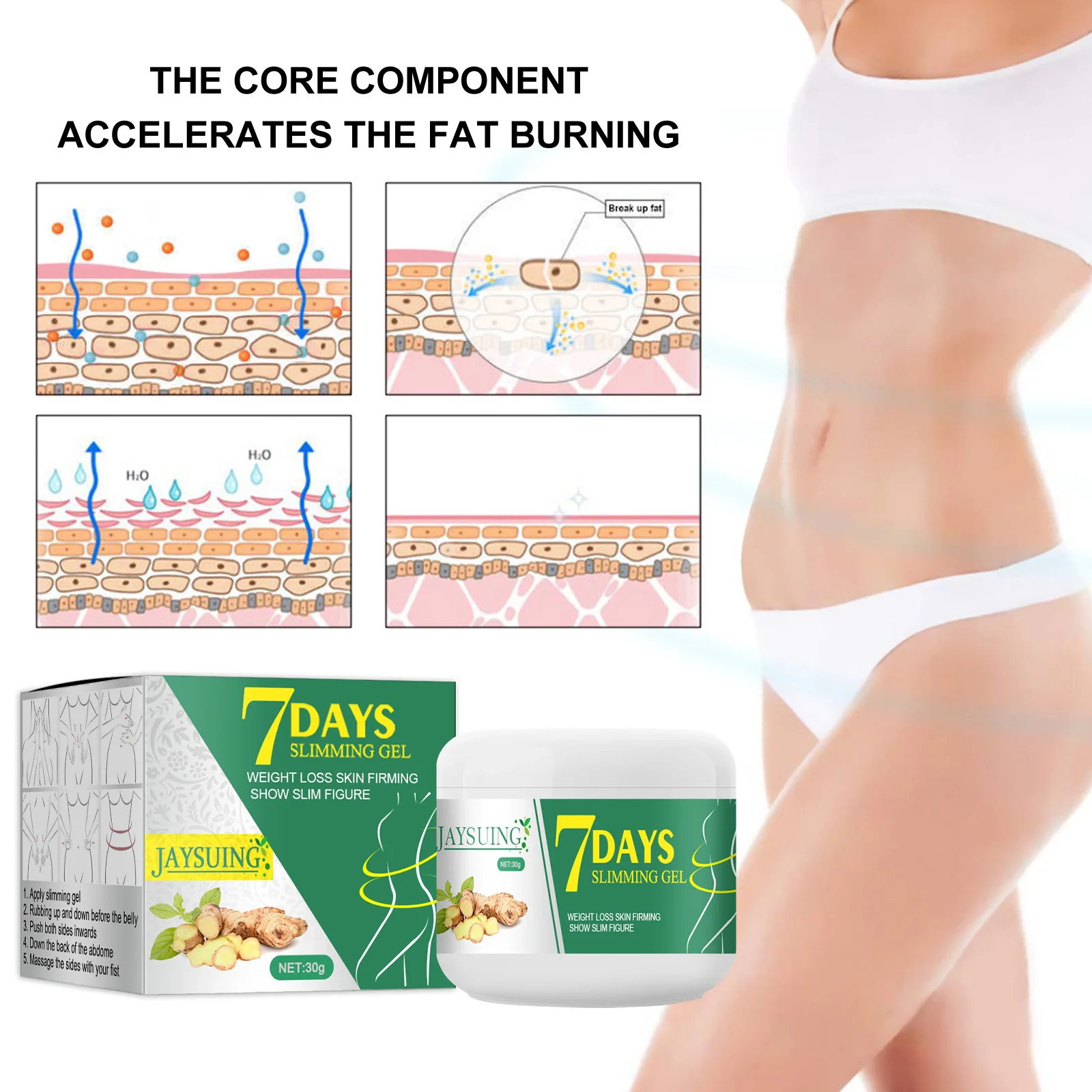 7 DAYS Ginger Slimming Cream Fast Weight Loss Removal Leg Waist Cellulite Fat Burning Massage Cream Whitening Lifting Body Care