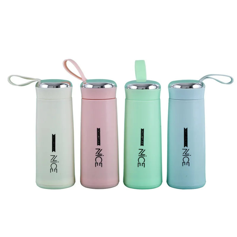 BPA free Double Wall  400ml Glass Water Bottle With Portable Rope blue glass water bottle wholesale