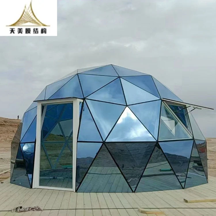 TIMI Custom Windproof Luxury Aluminum Glamping Geodesic Glass Dome House Tent with Bathroom