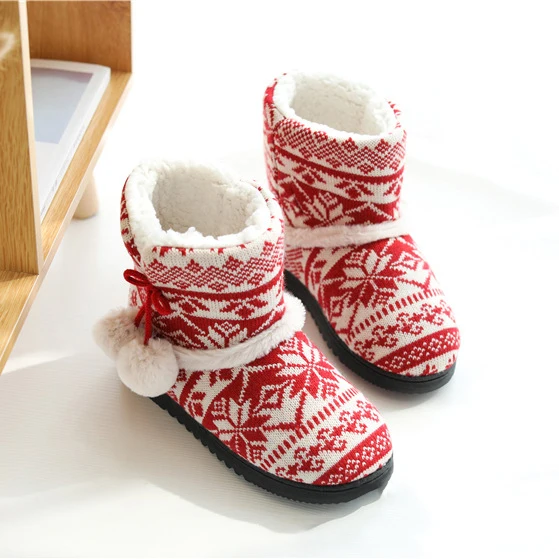 Fast shipping women indoor cashmere warm boot slippers ladies indoor fluffy slippers house shoes