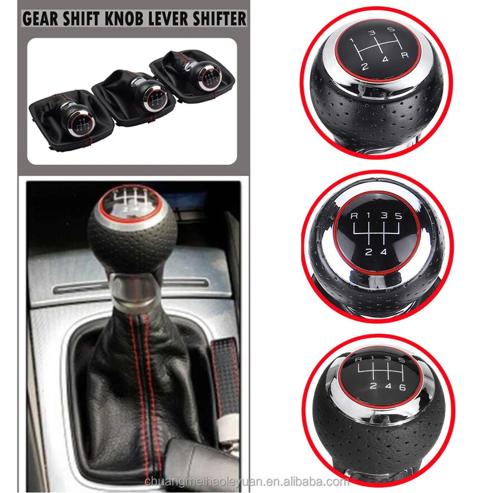 5 6 Speed Shifter Konb Car Gear Shift Knob With Boot Cover For Audi A4 B6 8E 2000-2004 A6 C5 4B 1997-2005 2001 2002 2003