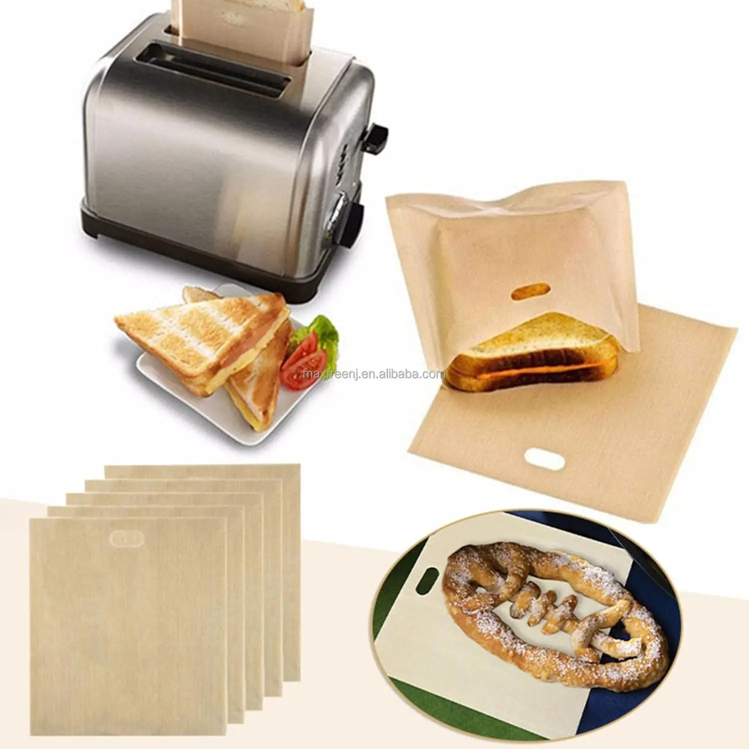 Most Popular Product 2025 PTFE Toaster Bag Brown 100% Non-toxic Waterproof for Kitchen Baking Toaster Bread Accessories Tools