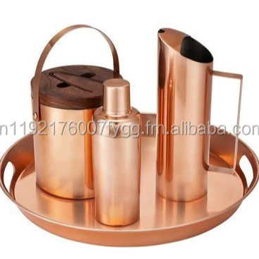Copper plated Stainless Steel Bar Set With Tray Barware set Cocktail Shaker Set Stainless Steel Bartending Kit Cocktail Bar