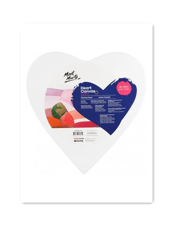 Mont Marte Canvas Heart Shaped 30x30cm canvas panels for painting