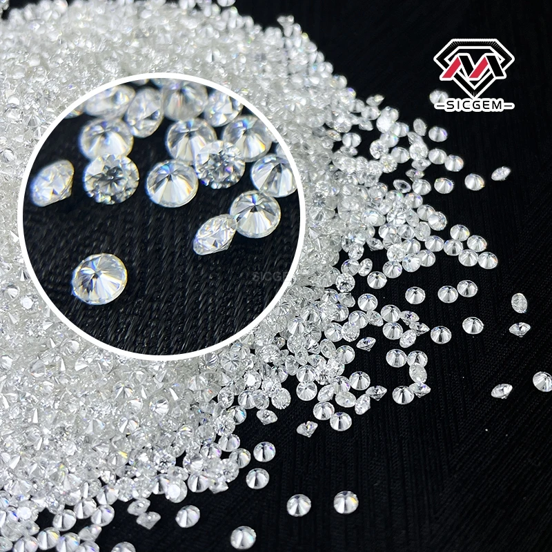 SICGEM Wholesale Melee Moissanite Diamonds 0.5-2.0mm VVS1 White DEF Round Cut Melee Size Moissanite for Fine Jewelry Making