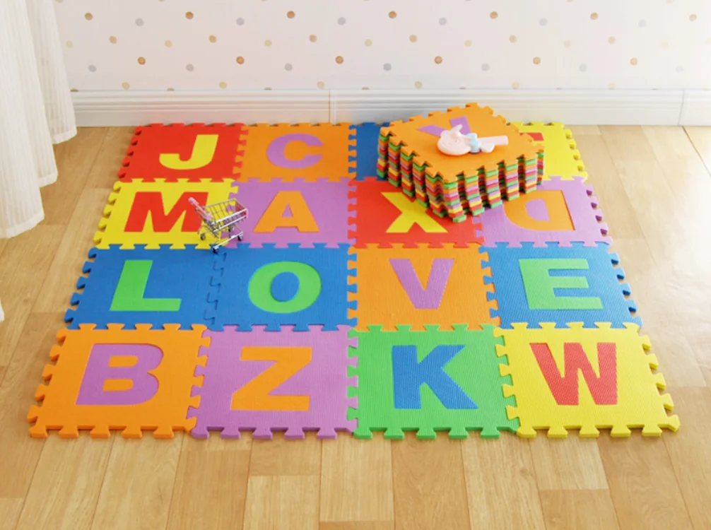 Lifttop Wholesale EVA Foam 26 Alphabet 10 Number Puzzle Baby 36 Pcs Set Playing Floor Mats