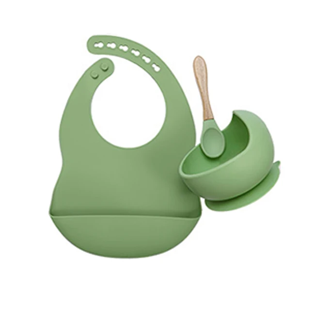 
Factory Hot Free Spoon Fork 2021 Food Grade Feeding Silicone Baby Bib Set 