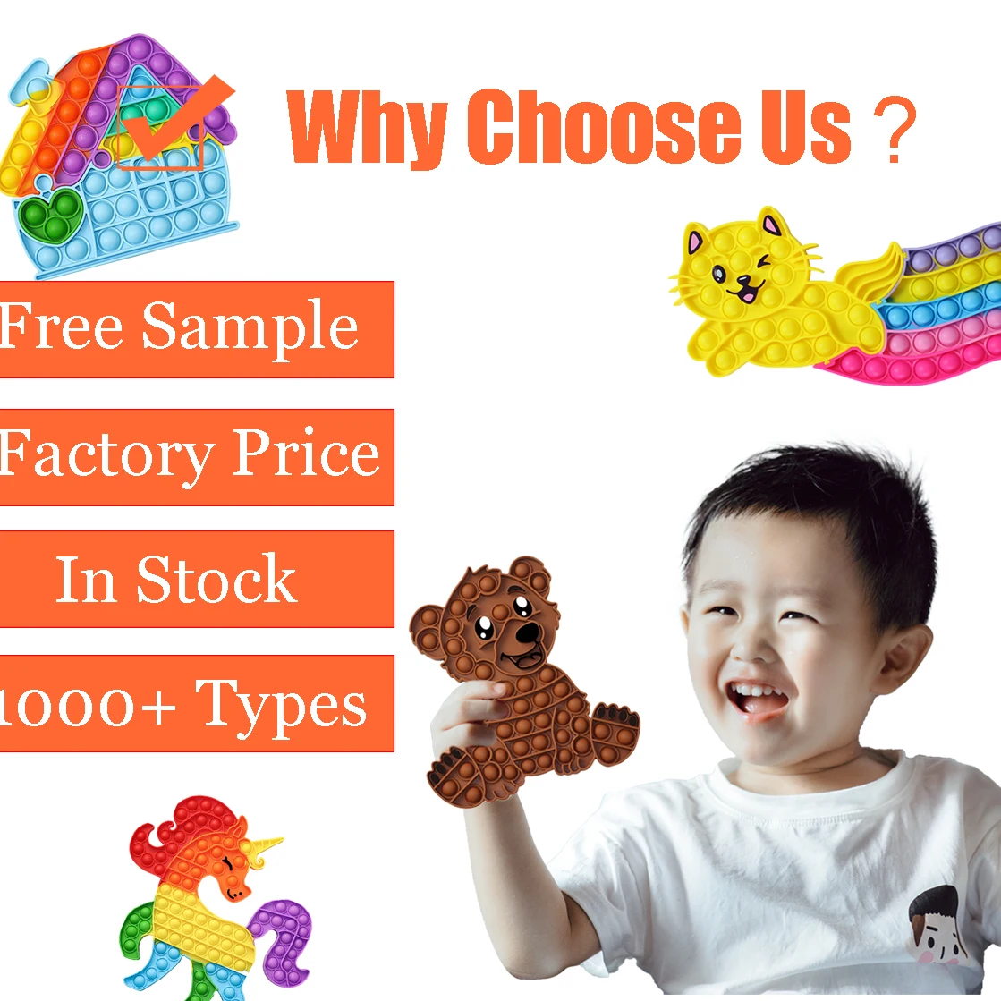 Different Design Pops Poppers Silicone Stress Reliever Cool Animals Mermaid Bear Rainbow Silicone Fidget Toy