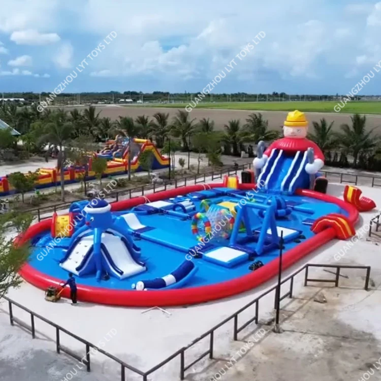 Wide pool swimming water park commercial bounce house inflatables water slide for adult
