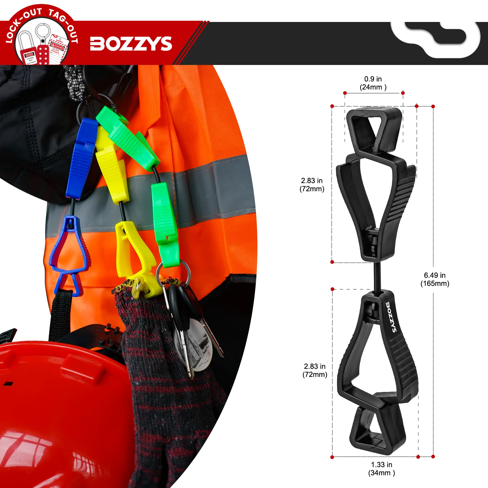 Wear-Resistant Plastic Safety Glove Clips Holder 6-pack for Worker Construction Guard Labor