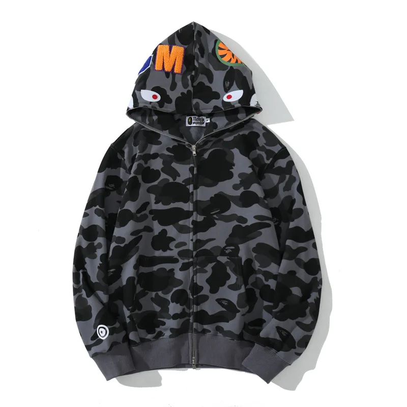 bape shark Hoodie manufacturer embroidered heavyweight 100% cotton plain pullover oversized hoodie