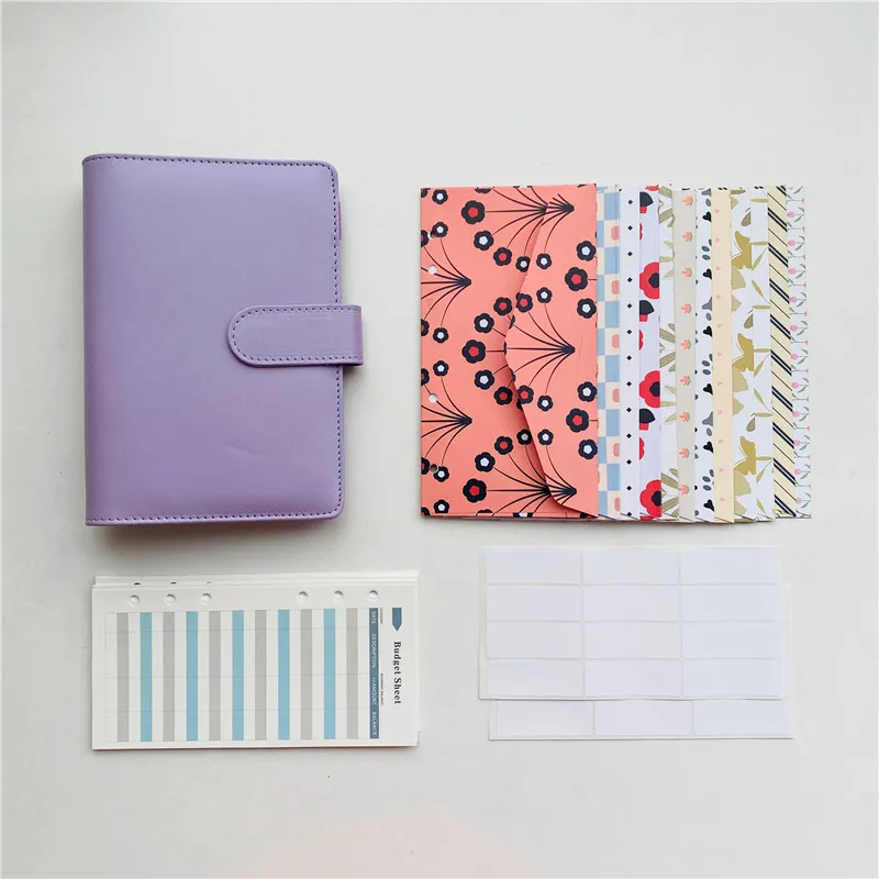 Custom Pu Leather Budget Binder Office Supplies With Buckle Notebook Planner Cover A6 Binder Ring Bound Planner