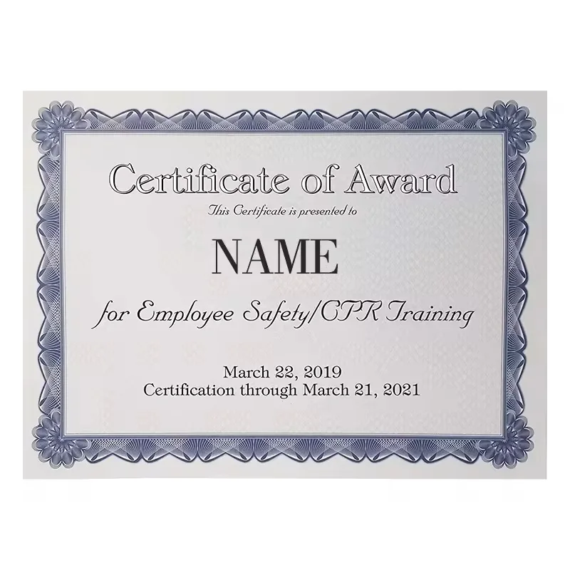 Free Design Custom Anti-Counterfeiting Hot Stamping gold foil Certificate Degree Paper Security Certificate