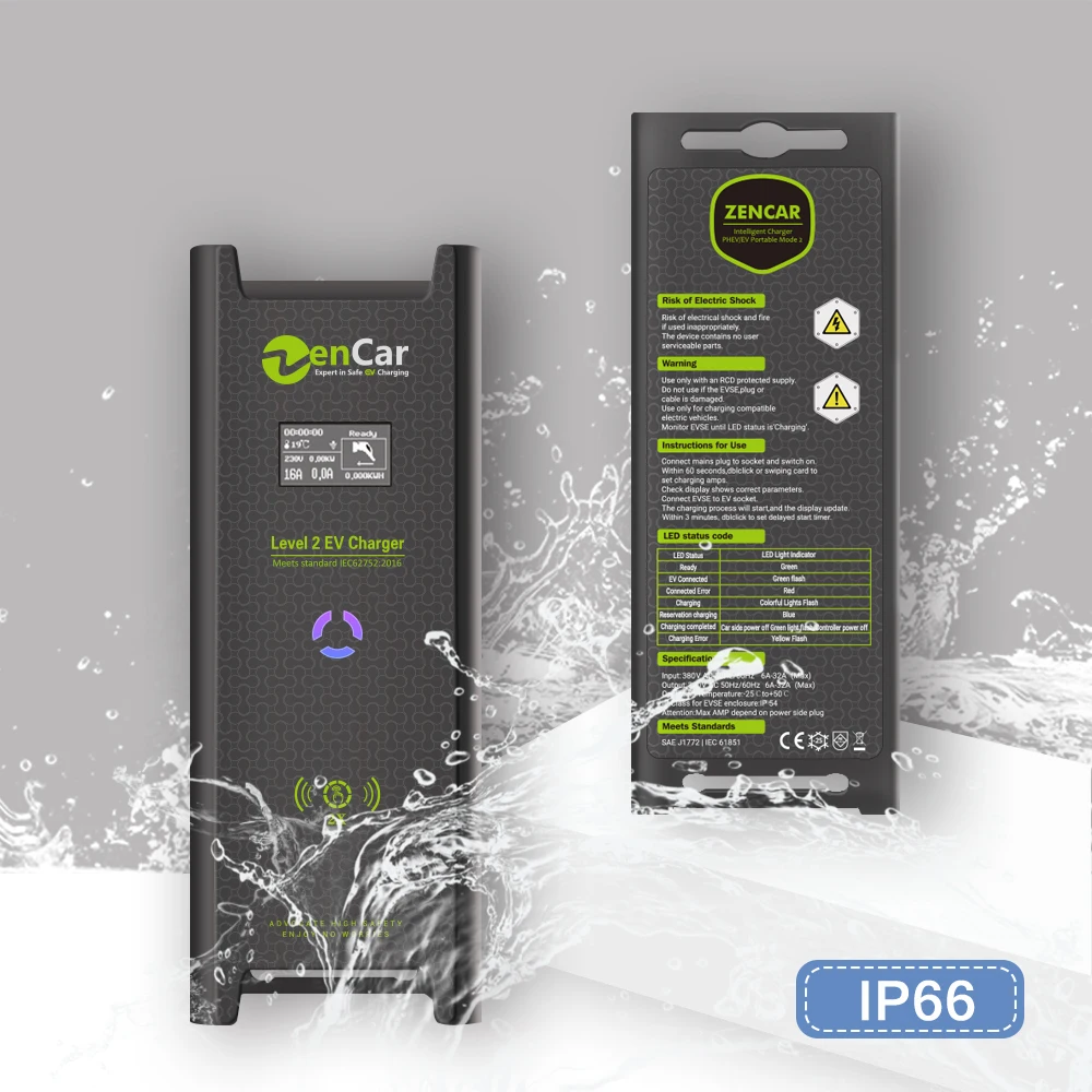 32A 3 Phase 22kW Fast Portable EV Charger with Adjustable Current T2 Plug for Electric Vehicles