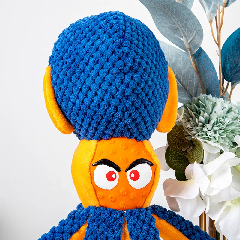 Wholesale in stock ready to ship custom logo littlest pet shop toys squeak eco friendly octopus pet chew toys