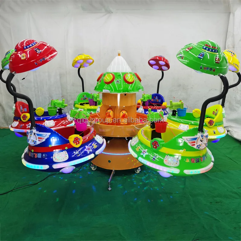 Different shapes colorful luminous night market children funny fishing games carousel toy ride for sale