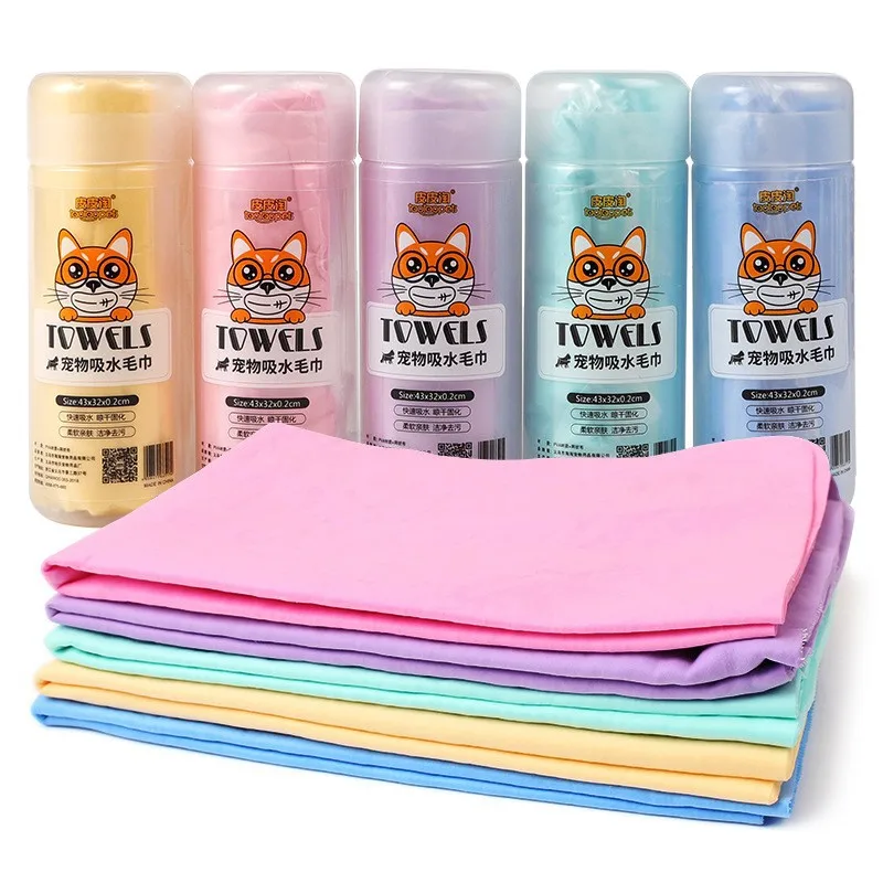 New Design Pet Towel PVA Quick Dry Absorbent Microfiber Bath Cat Dog Towel with Bucket