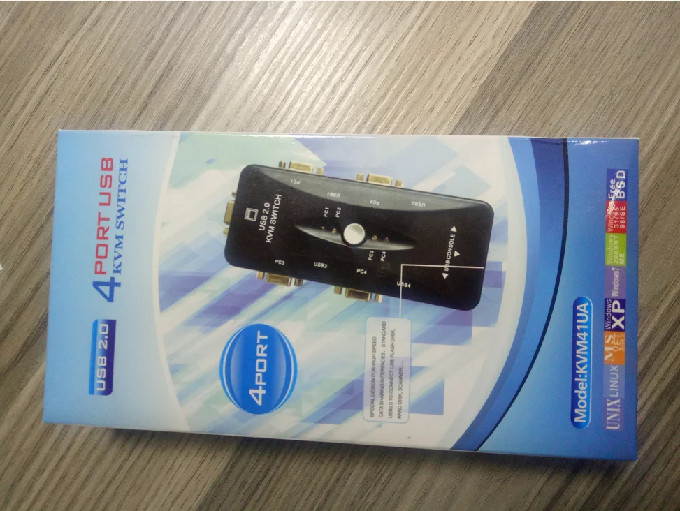  USB KVM переключатель 4 порта ПК МОНИТОР переключатели с VGA кабели для компьютерной клавиатуры и мыши