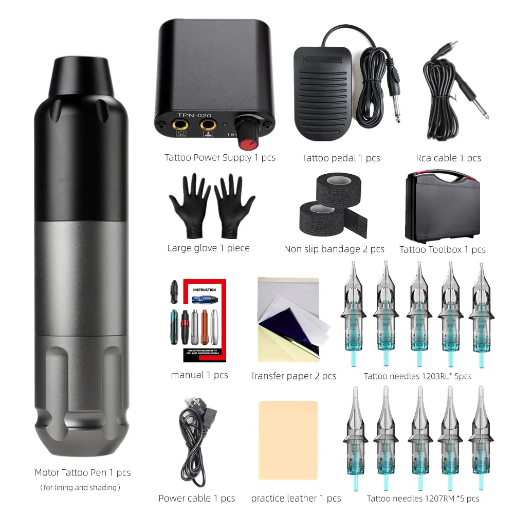 Tatoo Pen Rotary Tattoo Machine Full Kit Professional Tattoo Pen Set Power Supply New Tattoo Kit