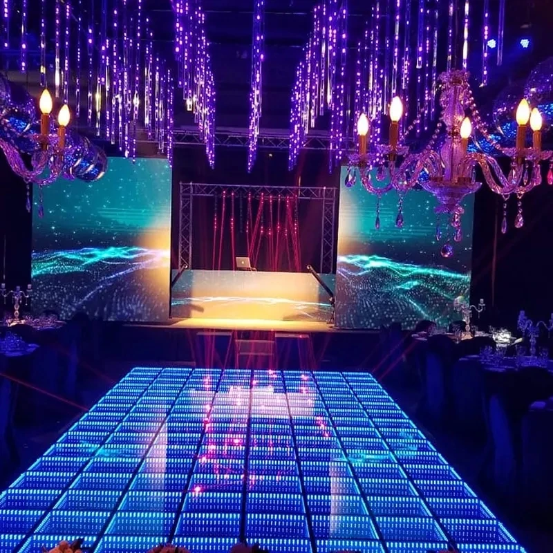 3D Infinity Toughened Tiles Panels Mirror LED Dance Floor Stage Light For Club Wedding Birthday Party Disco Lamp