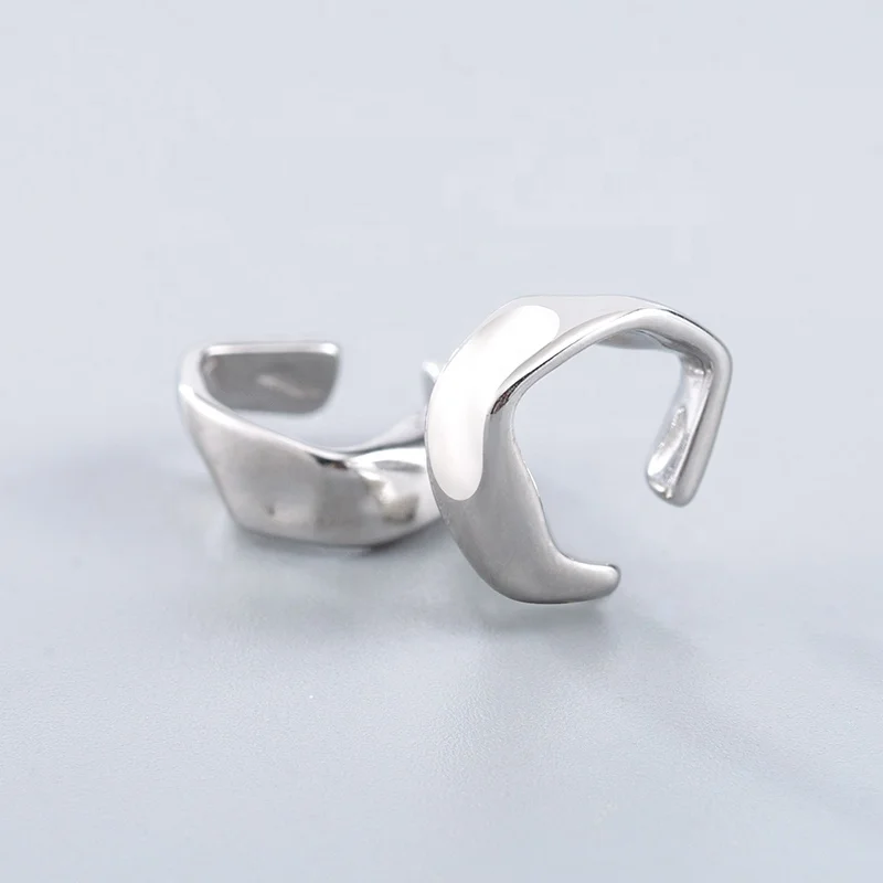 European Fashion Stainless Steel Minimalism Clip Earrings Male/Female Simple Irregular Geometric Ear Cuff