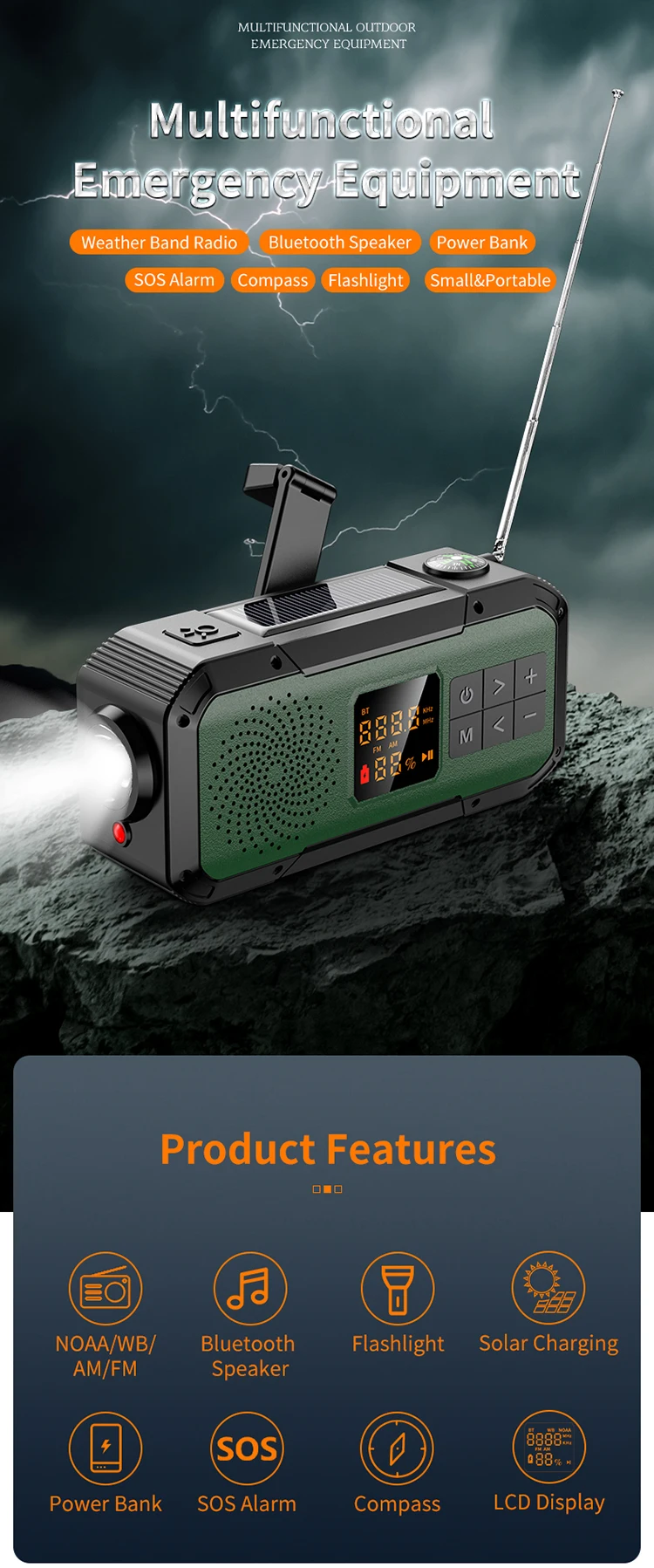 Popular Emergency Weather BT speaker and Home Radio multi Bt Wireless Speaker Digital Radio With Am/Fm Wb/ Receiver
