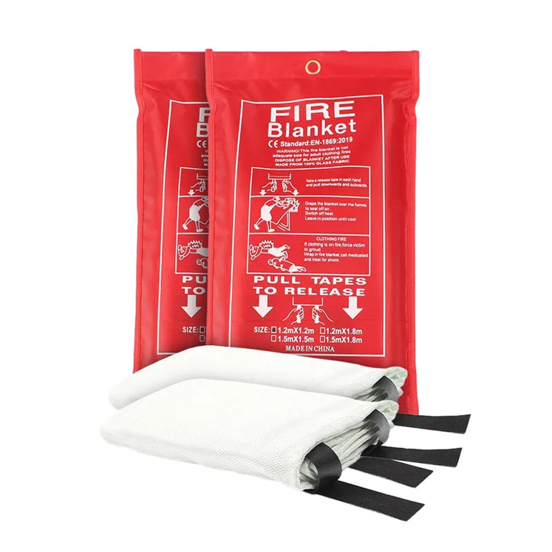 Wholesale Fireproof Emergency Survival Safe Extinguishing 100% 1*1M 1.2*1.5M Fiberglass Fire Blanket