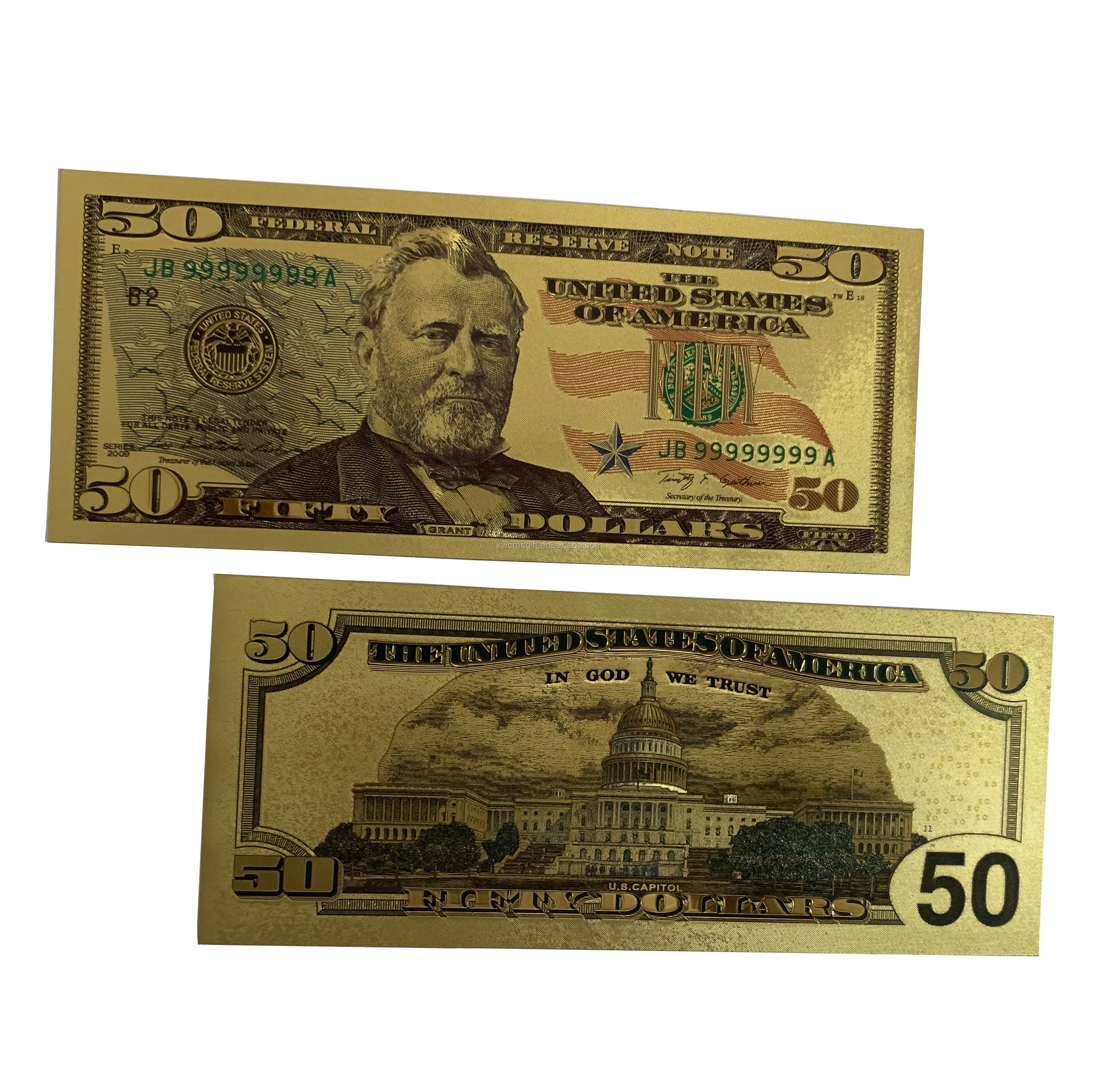 non fade USA 50 dollars gold design Art Collectible bills foil banknote