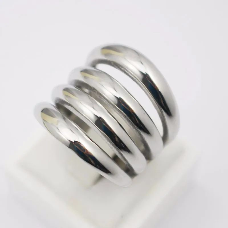 Silver Women Long Finger Rings Fashion Jewelry Stainless Steel Muliti Layer Ring Size 5 6 7 7.5 8 9 10 11 11.5