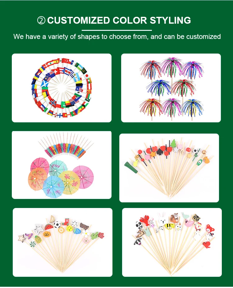 Hot Selling Colorful Custom Barware Cocktail Picks Food Grade Disposable Paper Umbrella Picks