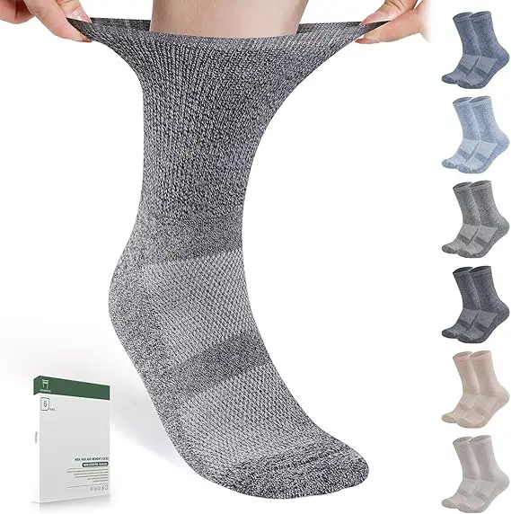 Diabetic Socks for Men Women Non Binding Crew Diabetic Neuropathy Socks with Seamless Toe