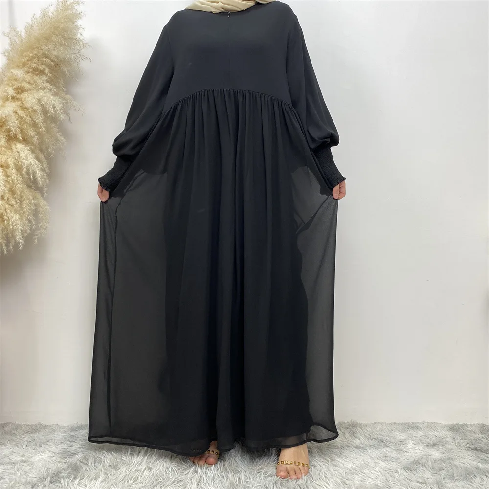 Modest Khimar Hijab Abaya Latest Muslim Dress Elegant Open Women Muslim Dress Front Side With Zipper High Quality Chiffon Dress