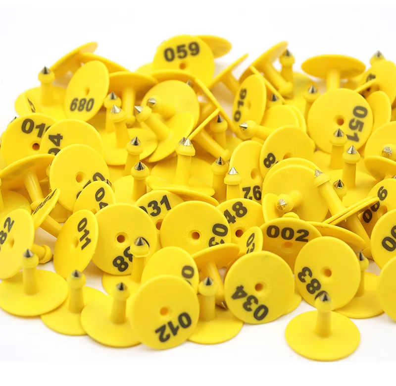 Anti-dropping Animal Rabbit Identification Tag Pig Sheep Numbered Ear Tag Plastic Round Pig Ear Mark Ear Label Tags with Number