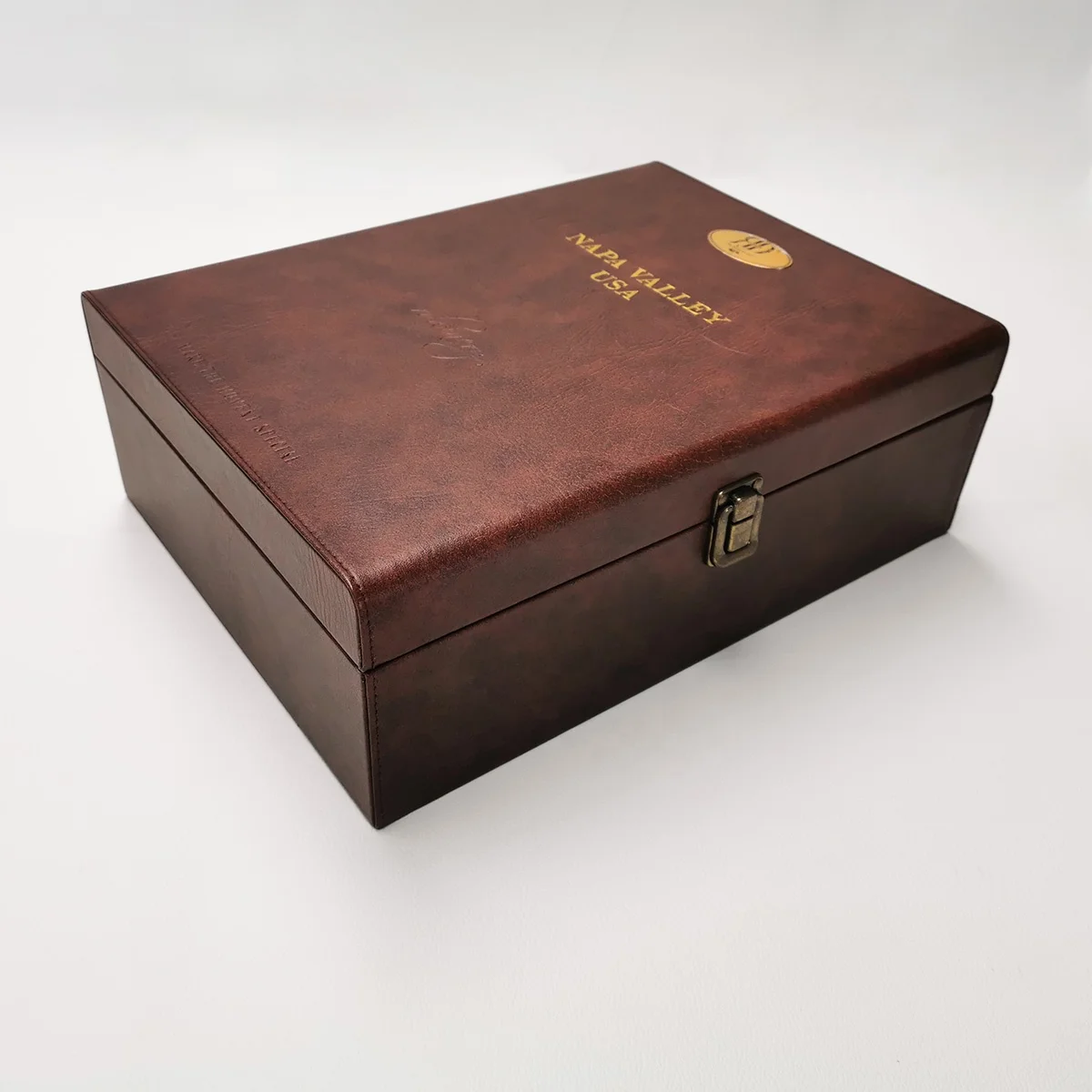Bottle Case High End Customized Faux Leather Double Bottles Wine Box With Locker