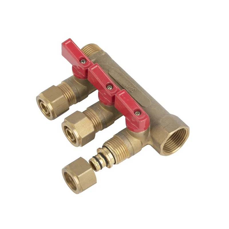 3 way brass F/M thread manifold for heating system for pex -AL-pex pipe