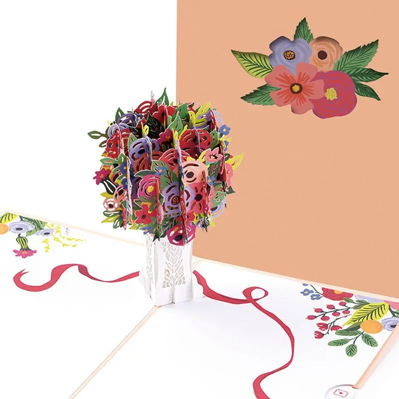Factory Wholesale Best Wishes Handmade Pop Up Laser Cutting 3D Gift Greeting Card