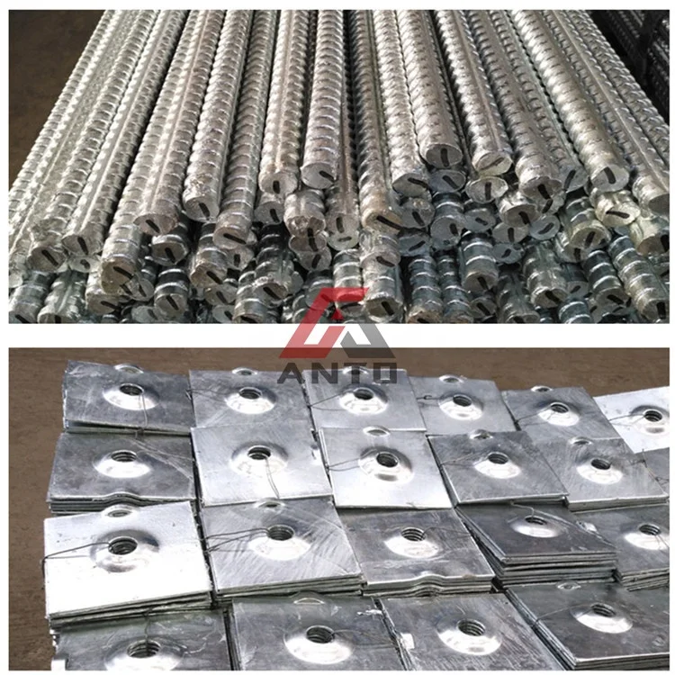 High Tensile Strength Rock Anchor Bolt Underground Mining Thread Steel Rebar Bolts with Plate and Nut