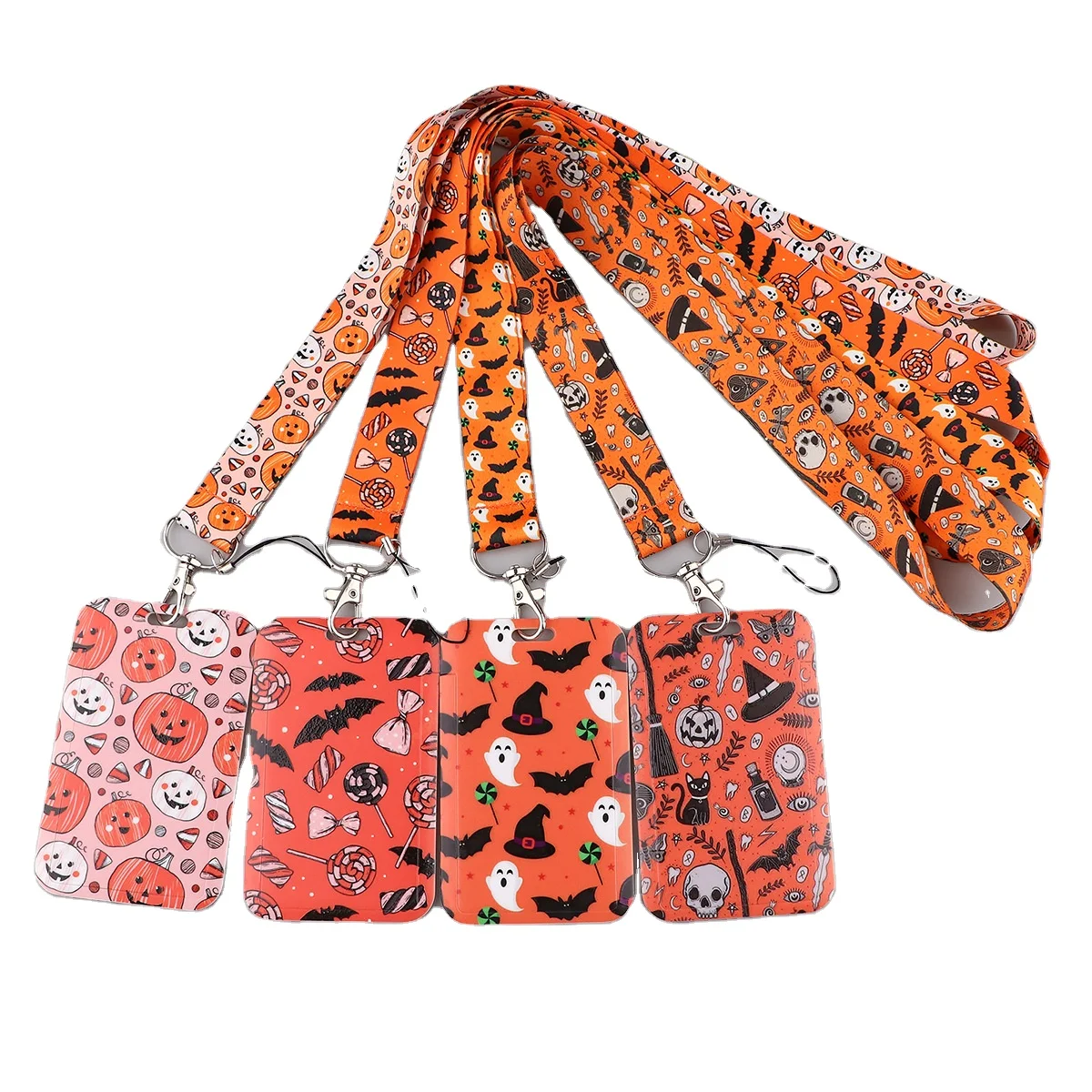 BSBH Hot Sale Lanyards Id Badge Holder Cartoon Christmas Halloween Lanyards Custom Print Long Polyester Car Lanyards With Holder