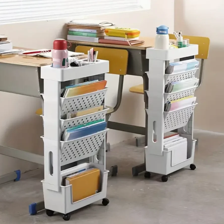 Removable large capacity removable bookshelf wheeled desk file organizer bag multi-layer detachable organizational shelf