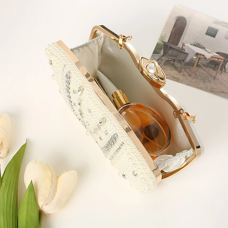 New clutch Bag one shoulder cross-body chain bag set with diamond pearl evening  all kinds of wedding party dress bag